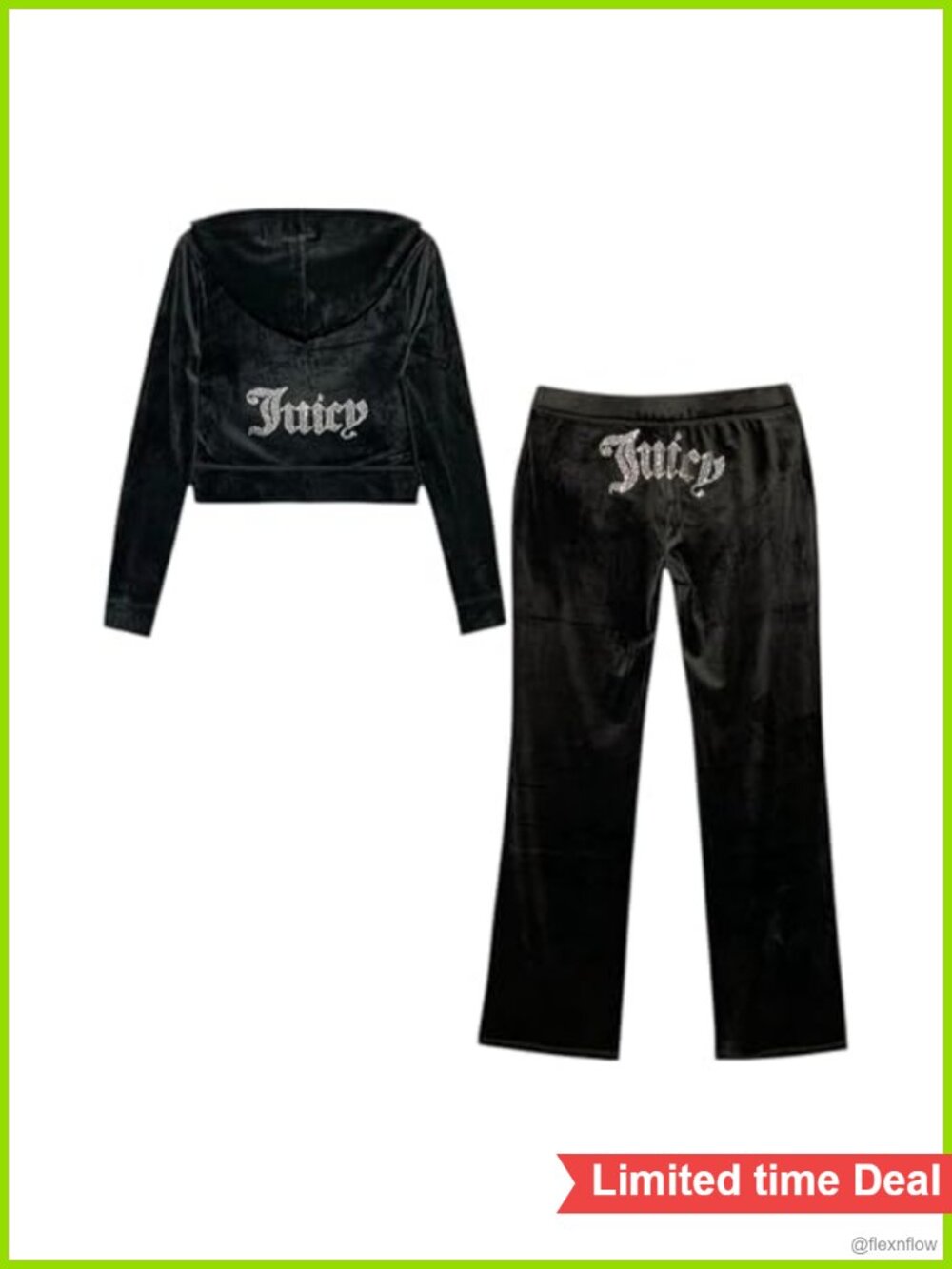 Juicy Couture Bling Velour Tracksuit 2-Piece Hoodie & Pants Set